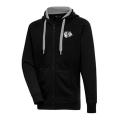 Chicago Blackhawks Antigua Metallic Logo Victory Full-Zip Hoodie - Black - NHL 200544448