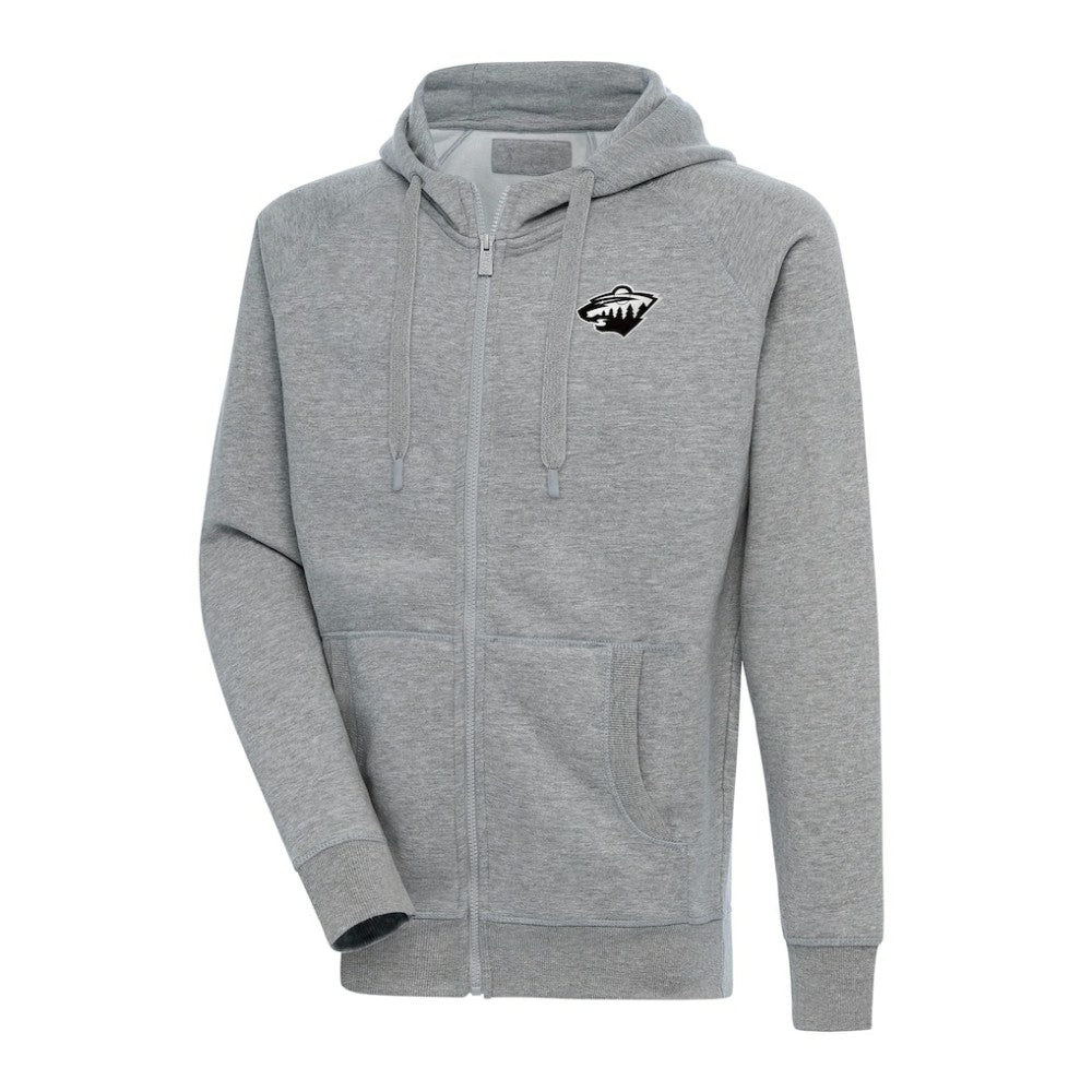 Minnesota Wild Antigua Metallic Logo Victory Full-Zip Hoodie - Heather Gray - NHL 200544469