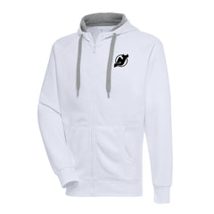 New Jersey Devils Antigua Metallic Logo Victory Full-Zip Hoodie - White - NHL 200544472