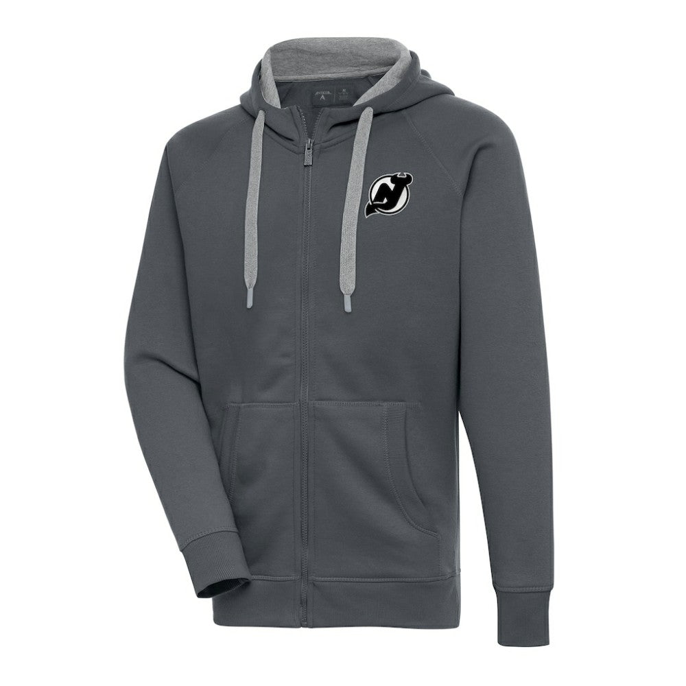 New Jersey Devils Antigua Metallic Logo Victory Full-Zip Hoodie - Charcoal - NHL 200544476