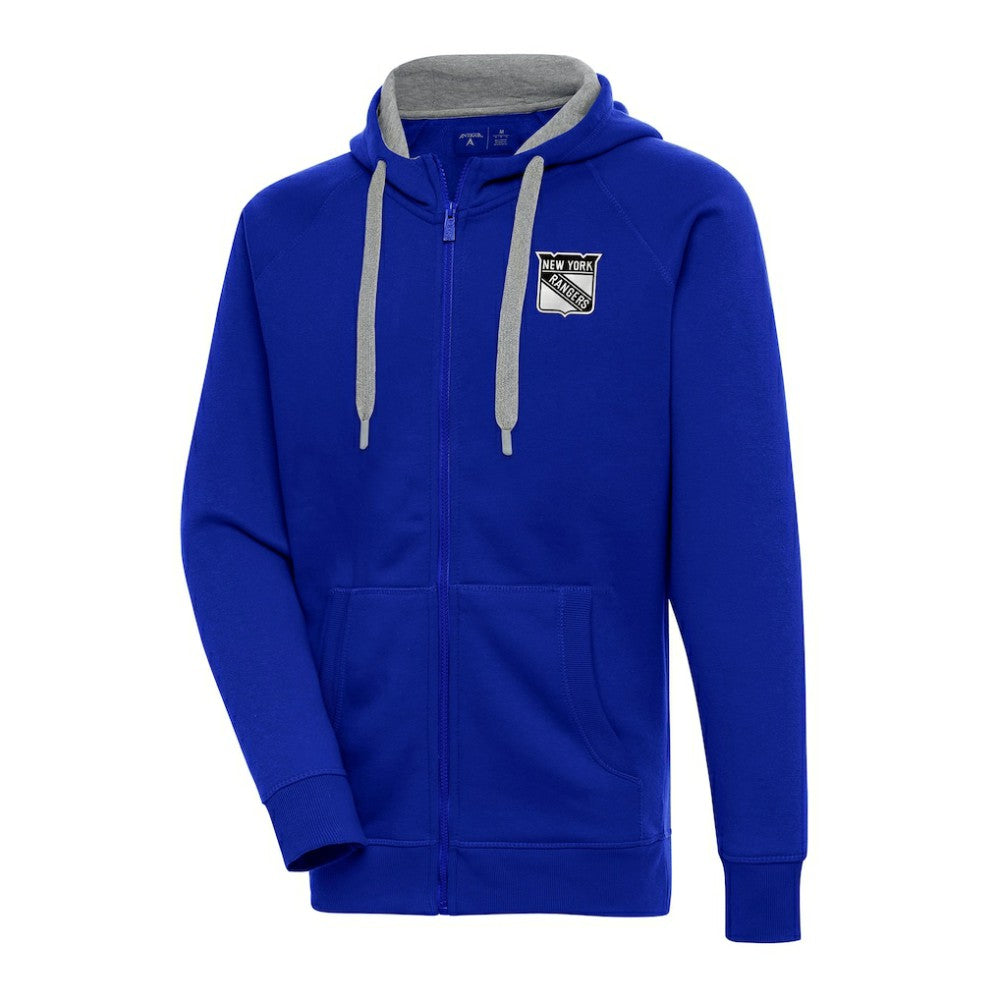 New York Rangers Antigua Metallic Logo Victory Full-Zip Hoodie - Blue - NHL 200544480