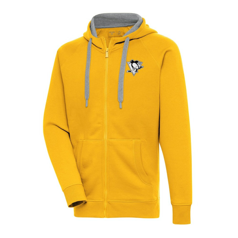 Pittsburgh Penguins Antigua Metallic Logo Victory Full-Zip Hoodie - Gold - NHL 200544490