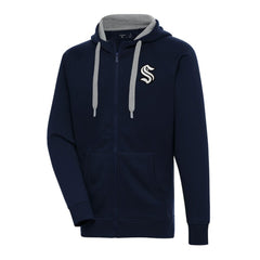 Seattle Kraken Antigua Metallic Logo Victory Full-Zip Hoodie - Deep Sea Blue - NHL 200544493