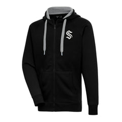 Seattle Kraken Antigua Metallic Logo Victory Full-Zip Hoodie - Black - NHL 200544494