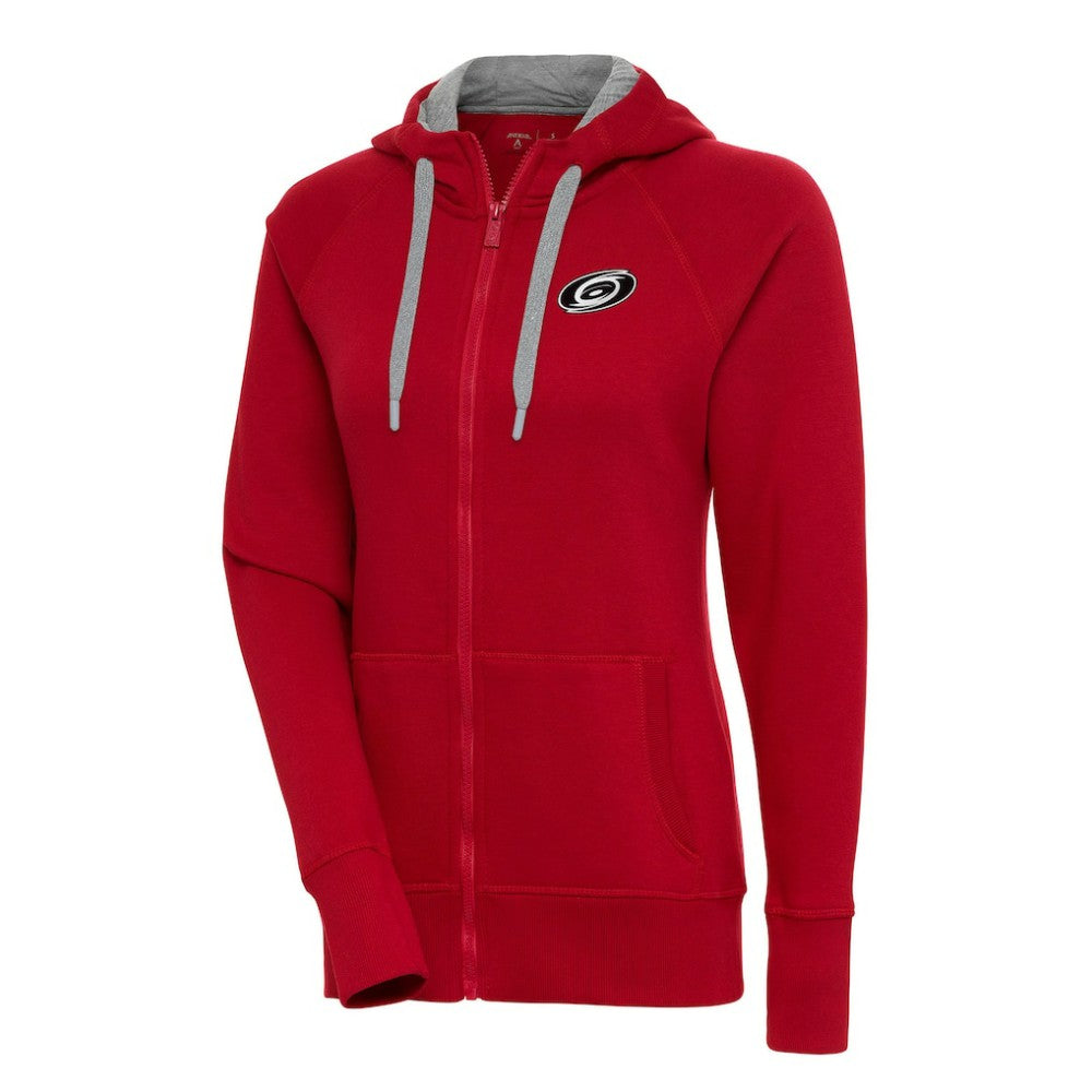 Carolina Hurricanes Antigua Women's Metallic Logo Victory Full-Zip Hoodie - Red - NHL 200544872