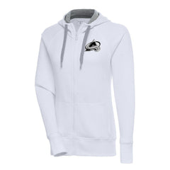 Colorado Avalanche Antigua Women's Metallic Logo Victory Full-Zip Hoodie - White - NHL 200544879