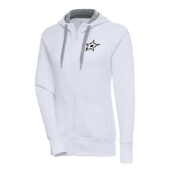 Dallas Stars Antigua Women's Metallic Logo Victory Full-Zip Hoodie - White - NHL 200544884