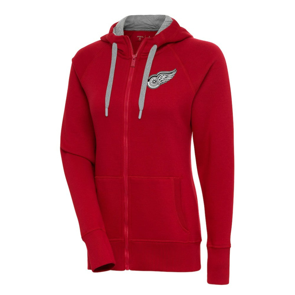 Detroit Red Wings Antigua Women's Metallic Logo Victory Full-Zip Hoodie - Red - NHL 200544892