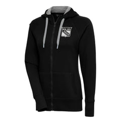 New York Rangers Antigua Women's Metallic Logo Victory Full-Zip Hoodie - Black - NHL 200544905