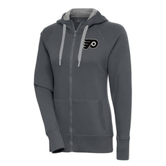 Philadelphia Flyers Antigua Women's Metallic Logo Victory Full-Zip Hoodie - Charcoal - NHL 200544913