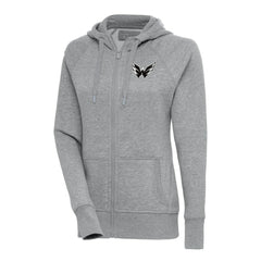 Washington Capitals Antigua Women's Metallic Logo Victory Full-Zip Hoodie - Heather Gray - NHL 200544940
