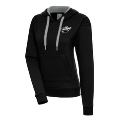 Minnesota Wild Antigua Women's Metallic Logo Victory Pullover Hoodie - Black - NHL 200545037