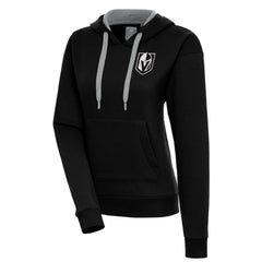 Vegas Golden Knights Antigua Women's Metallic Logo Victory Pullover Hoodie - Black - NHL 200545077