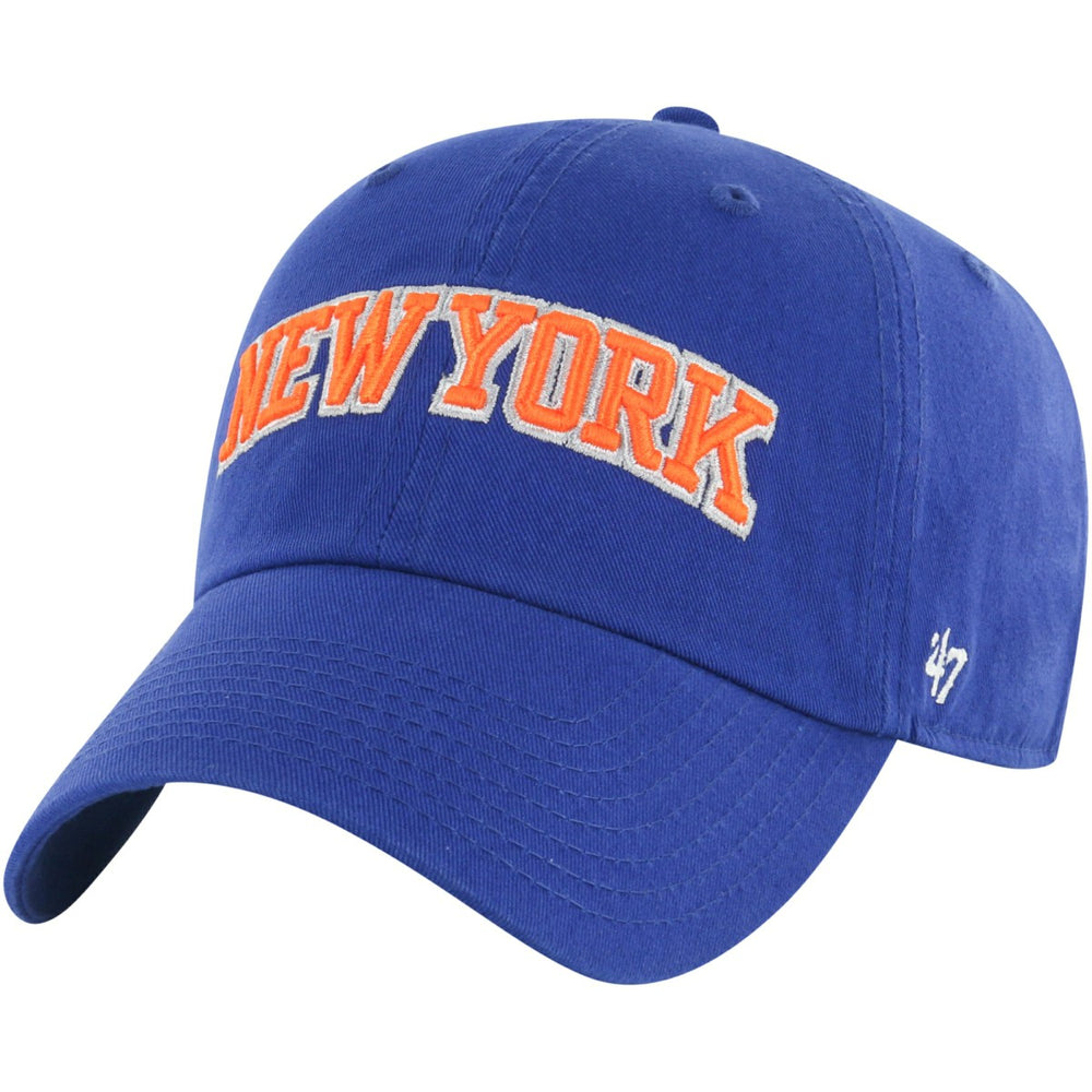 New York Knicks '47 Core Wordmark Clean Up Adjustable Hat Blue | 47 brand online
