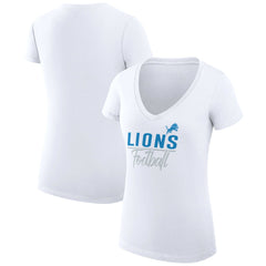 Detroit Lions G-III 4Her by Carl Banks Women's V-Neck Fitted T-Shirt White