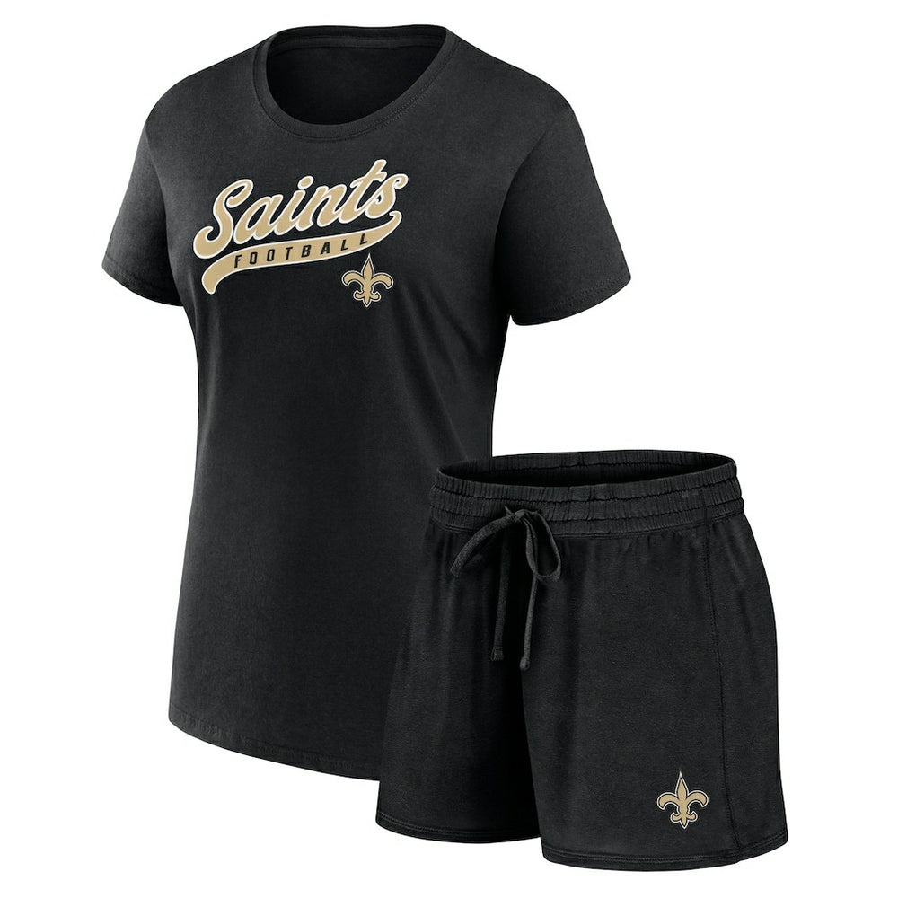 Fanatics New Orleans Saints Women's Start to Finish T-Shirt & Shorts Combo Pack Black