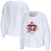 Chicago Bulls WEAR by Erin Andrews Women's Cropped Long Sleeve T-Shirt White