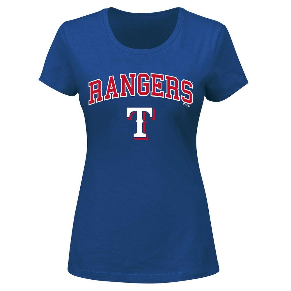 Texas Rangers Profile Women's Plus Size Arch Logo T-Shirt - Royal - MLB Online
