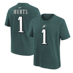 Nike Jalen Hurts Philadelphia Eagles Youth Player Name & Number T-Shirt Midnight Green
