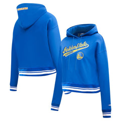 Golden State Warriors Pro Standard Women's Script Tail Cropped Pullover Hoodie Royal