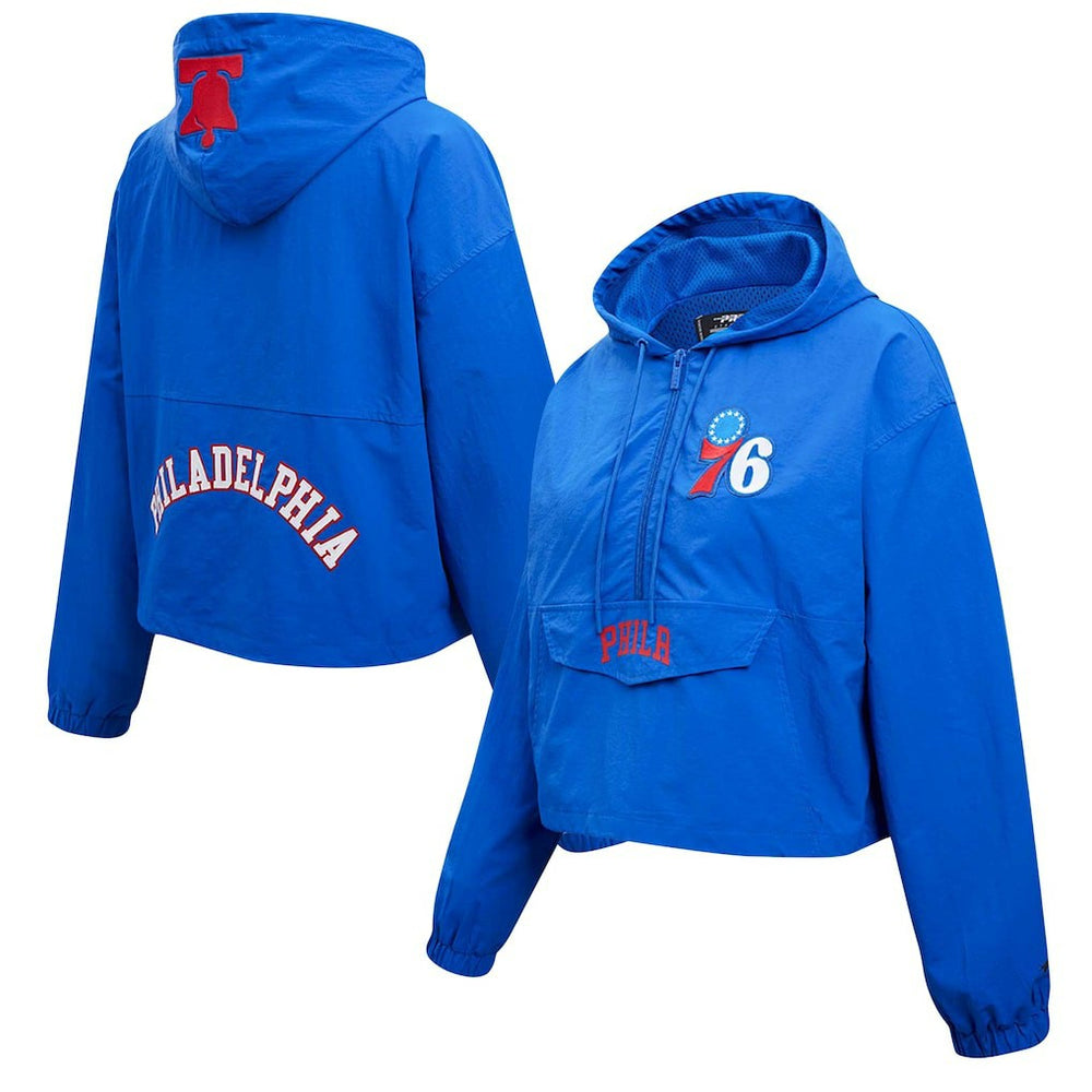 Philadelphia 76ers Pro Standard Classic Wind Woven Cropped Half-Zip Jacket Royal