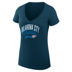 Oklahoma City Thunder G-III 4Her by Carl Banks Women's Super-Slim Fit Lightweight Filigree Logo V-Neck T-Shirt Navy