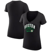 Boston Celtics G-III 4Her by Carl Banks Women's Super-Slim Fit Lightweight Filigree Logo V-Neck T-Shirt Black