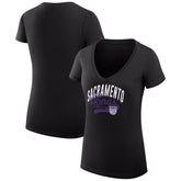Sacramento Kings G-III 4Her by Carl Banks Women's Super-Slim Fit Lightweight Filigree Logo V-Neck T-Shirt Black