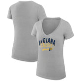 Indiana Pacers G-III 4Her by Carl Banks Women's Super-Slim Fit Lightweight Filigree Logo V-Neck T-Shirt Heather Gray