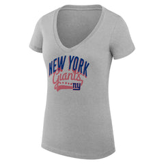 New York Giants G-III 4Her by Carl Banks Women's Super-Slim Fit Lightweight Filigree Logo Lightweight V-Neck T-Shirt – Heather Gray