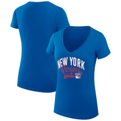 New York Rangers G-III 4Her by Carl Banks Women's Super-Slim Fit Lightweight Filigree Logo V-Neck T-Shirt – Blue - NHL 200559489