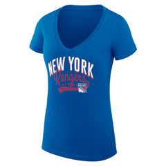 New York Rangers G-III 4Her by Carl Banks Women's Super-Slim Fit Lightweight Filigree Logo V-Neck T-Shirt – Blue - NHL 200559489