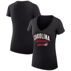 Carolina Hurricanes G-III 4Her by Carl Banks Women's Super-Slim Fit Lightweight Filigree Logo V-Neck T-Shirt – Black - NHL 200559505