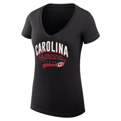 Carolina Hurricanes G-III 4Her by Carl Banks Women's Super-Slim Fit Lightweight Filigree Logo V-Neck T-Shirt – Black - NHL 200559505
