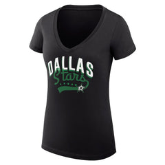 Dallas Stars G-III 4Her by Carl Banks Women's Super-Slim Fit Lightweight Filigree Logo V-Neck T-Shirt – Black - NHL 200559508