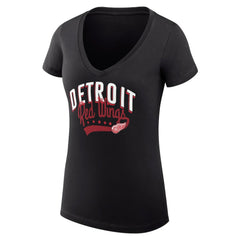 Detroit Red Wings G-III 4Her by Carl Banks Women's Super-Slim Fit Lightweight Filigree Logo V-Neck T-Shirt – Black - NHL 200559509
