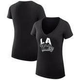 Los Angeles Kings G-III 4Her by Carl Banks Women's Super-Slim Fit Lightweight Filigree Logo V-Neck T-Shirt – Black - NHL 200559510