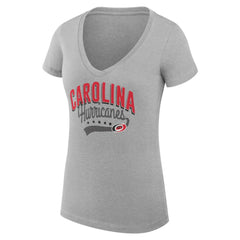 Carolina Hurricanes G-III 4Her by Carl Banks Women's Super-Slim Fit Lightweight Filigree Logo V-Neck T-Shirt – Gray - NHL 200559524