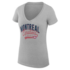 Montreal Canadiens G-III 4Her by Carl Banks Women's Super-Slim Fit Lightweight Filigree Logo V-Neck T-Shirt – Gray - NHL 200559534