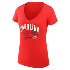 Carolina Hurricanes G-III 4Her by Carl Banks Women's Super-Slim Fit Lightweight Filigree Logo V-Neck T-Shirt – Red - NHL 200559544