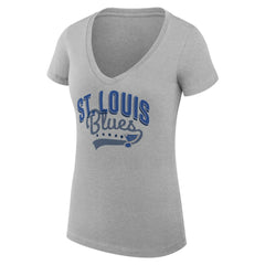 St. Louis Blues G-III 4Her by Carl Banks Women's Super-Slim Fit Lightweight Filigree Logo V-Neck T-Shirt – Gray - NHL 200559549