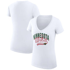 Minnesota Wild G-III 4Her by Carl Banks Women's Super-Slim Fit Lightweight Filigree Logo V-Neck T-Shirt – White - NHL 200559575