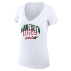 Minnesota Wild G-III 4Her by Carl Banks Women's Super-Slim Fit Lightweight Filigree Logo V-Neck T-Shirt – White - NHL 200559575