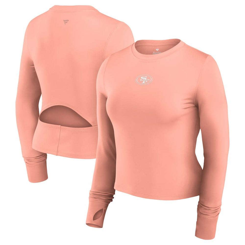 Fanatics San Francisco 49ers Women's Studio Fitted Long Sleeve Gym Top Coral