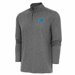 Detroit Lions Antigua Hunk Quarter-Zip Pullover Top Heather Black