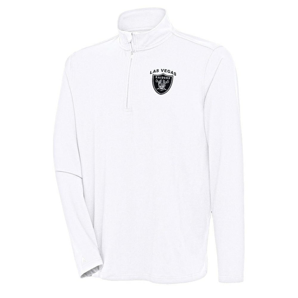 Las Vegas Raiders Antigua Hunk Quarter-Zip Pullover Top White