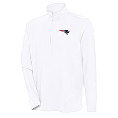 New England Patriots Antigua Hunk Quarter-Zip Pullover Top White