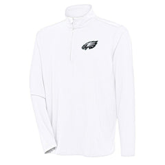 Philadelphia Eagles Antigua Hunk Quarter-Zip Pullover Top White
