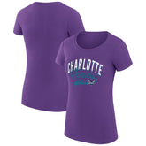 Charlotte Hornets G-III 4Her by Carl Banks Women's Super-Slim Fit Lightweight Filigree Logo T-Shirt - Purple