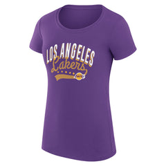 Los Angeles Lakers G-III 4Her by Carl Banks Women's Super-Slim Fit Lightweight Filigree Logo T-Shirt - Purple